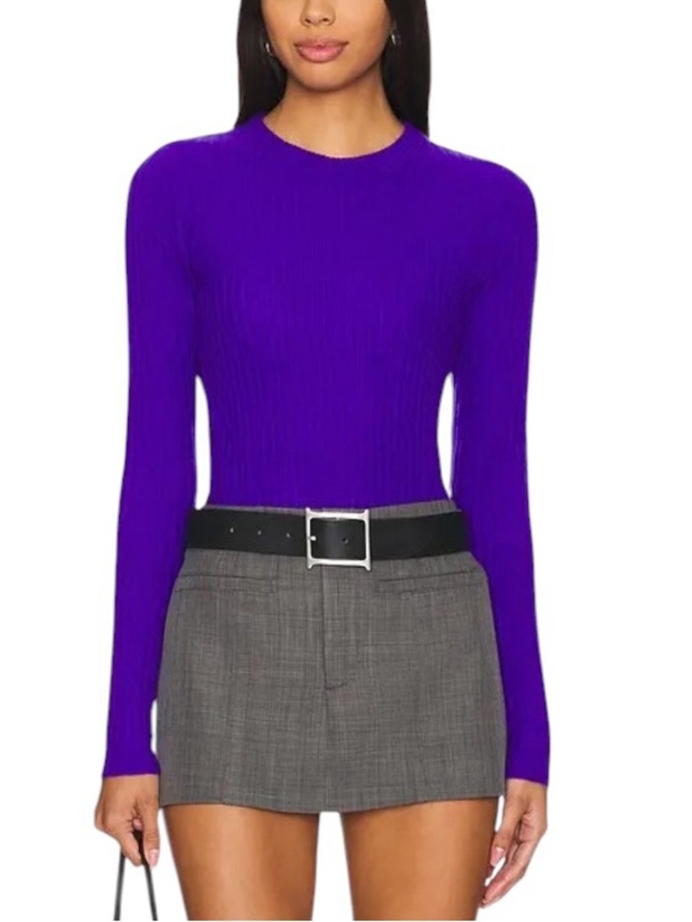 Autumn Cashmere Ribbed Crew neck sweater vibrant purple Sz S excellent condition